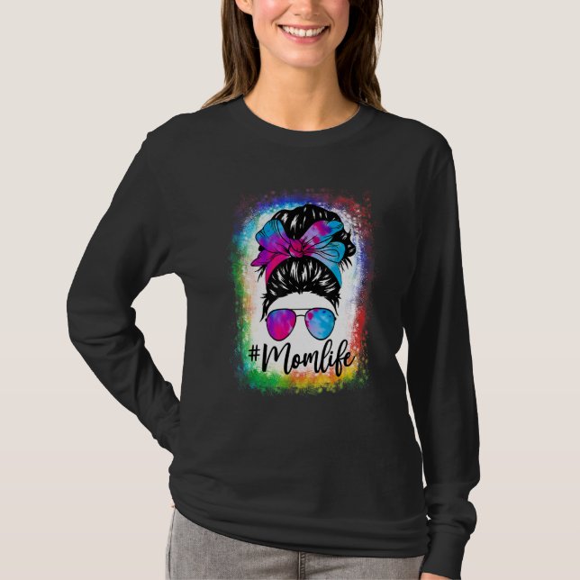 Camiseta Mãe Vida Má Cabelo Roupa Tie Dye Dia de as mães (Frente)