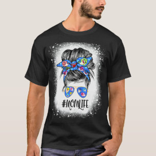 Camiseta Mãe Vida Mensageira Bun Sangrando Mamãe de Tubarão