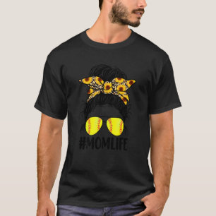 Camiseta Mãe Vida Mensageira Bun Sunflower Softball Mãe San