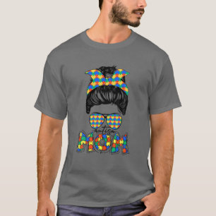 Camiseta Mãe Vida Mensagem Bun Óculos Solares Bandana Aut
