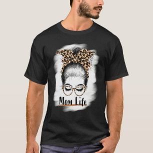 Camiseta Mãe Vida Mensagem Bun Óculos Solares Sangrados Mam