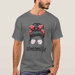Camiseta Mãe Vida Softball Baseball Mensagem Bun Mãe Mãe