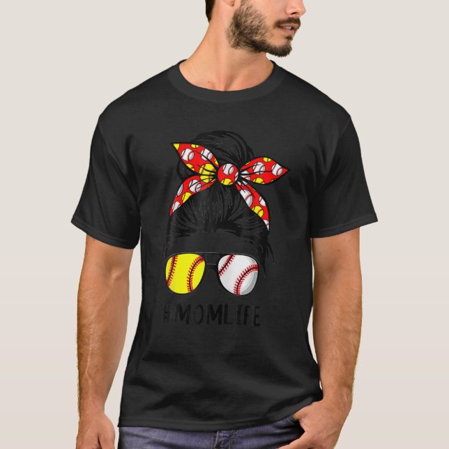 Camiseta Mãe Vida Softball Dia de as mães de Baseball Mensa (Frente)