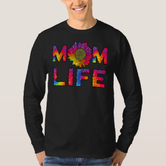 Camiseta Mãe Vida Sunflower Tie Dye Hippie Mamães Mães D