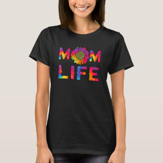 Camiseta Mãe Vida Sunflower Tie Dye Hippie Mamães Mães D