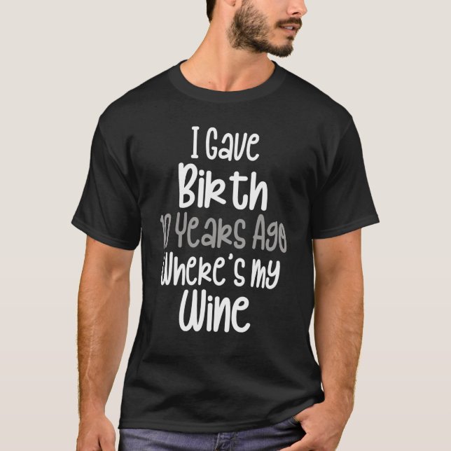 Camiseta Mãe Vinho Mãe Garota de Aniversário de 10 Anos P (Frente)