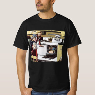 Camiseta Mãe Vintage na Cozinha Cozinhando um Presunto de P