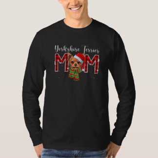 Camiseta Mãe Yorkshire Terrier Papai Noel Xadrez Mãe Cachor