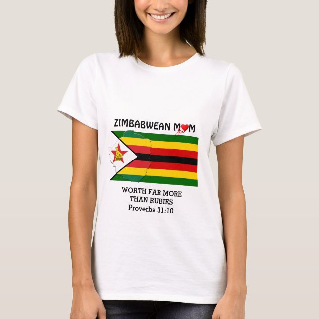 Camiseta MÃE ZIMBABWEAN vale mais do que Rubies PROVERBS 31 (Frente)