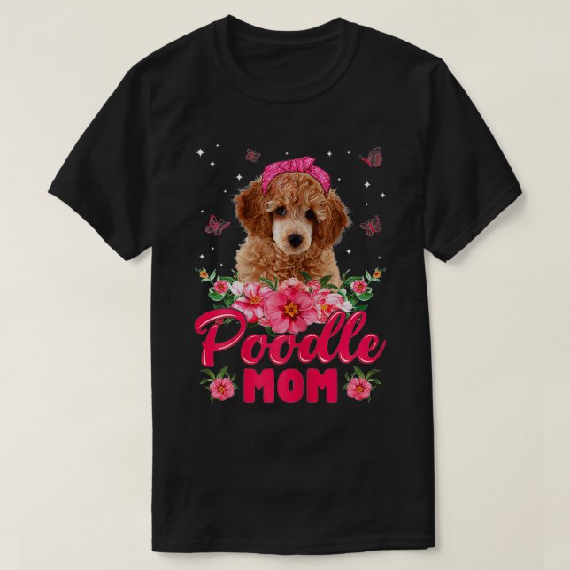 Camiseta Mães Cachorros Mamãe Dia de as mães Oferece Flores (Frente do Design)