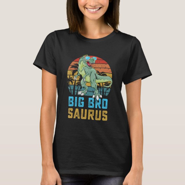 Camiseta Mães da Família Bigbrosaurus Rex Dinosaur Big Bro  (Frente)