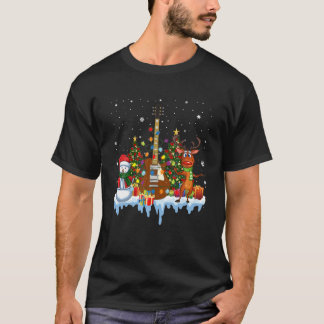 Camiseta Mães da Família Guitar Christmas Lights Reindeer S
