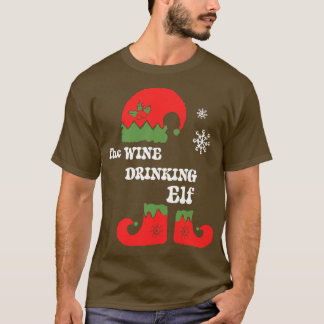 Camiseta Mães Da Família Tee Elf De Natal Do Bebendo De Vin
