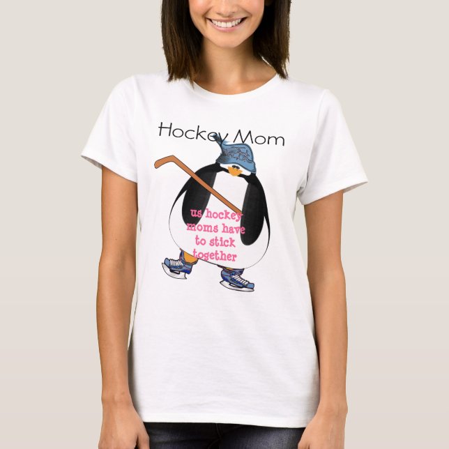 Camiseta Mães de hóquei em pinguins precisam se manter unid (Frente)