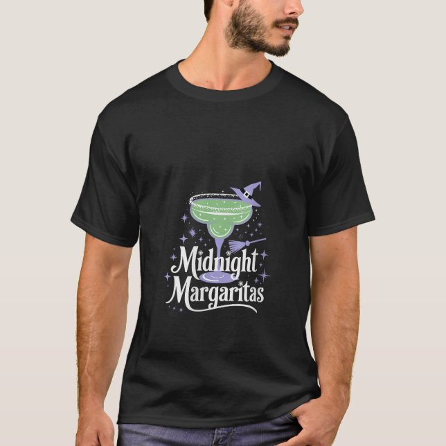 Camiseta Mães Meia-Noite Margaritas Prática Hallowe Mágico (Frente)