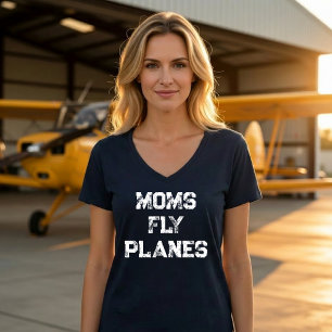 Camiseta Mães Pilotam Aviões Aviação Minimalista Personaliz