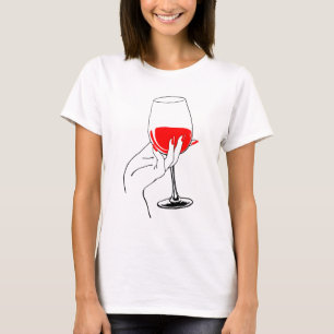 Camiseta Mães segurando vinho de vidro.