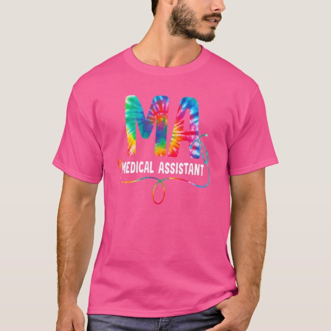 Camiseta Mães Tie Dye Assistente médico Enfermeiro Stethosc (Frente)