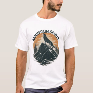 Camiseta Maestade Montanhosa Lobo Uivando no Pico