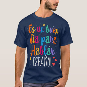 Camiseta Maestra Cute Rainbow Regalos Para Espanhol Bilíngu