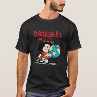 Camiseta Mafalda, the world and her puppy.