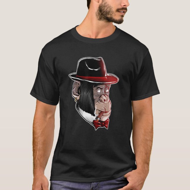 Camiseta Mafia Estilo Macaco Primato Gangster Macaco (Frente)