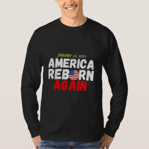 Camiseta Maga American Reborn Novamente Inauguração Trump