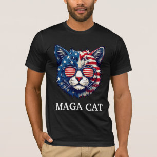 Camiseta MAGA Cat Presidente Trump American Flag Patriótico