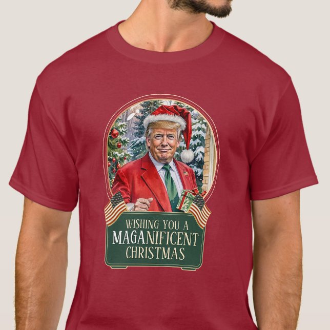 Camiseta MAGA Papai noel de Natal Neve Globo Unisex (Criador carregado)