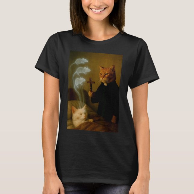 Camiseta Mage Cat Meme Cat Exorcism Mouse Funny Fantasy Hum (Frente)