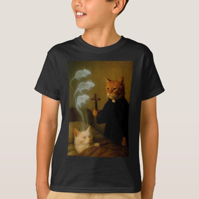 Camiseta Mage Cat Meme Cat Exorcism Mouse Funny Fantasy Hum (Frente)