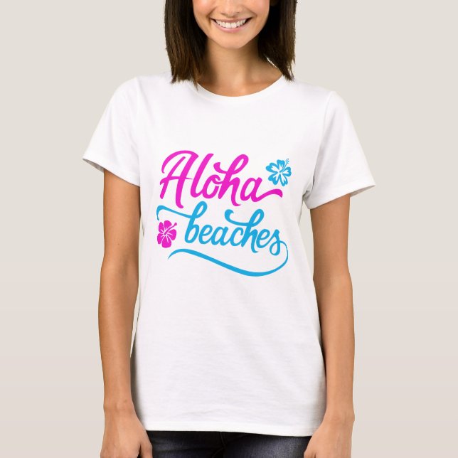 Camiseta Magenta Aloha Beija T-Shirt de Verão Pun (Frente)