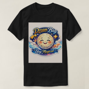 Camiseta Magia Celestial Vibrante Lua e Estrelas Sorri