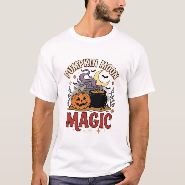 Camiseta Magia da Lua de Abóbora de Halloween (Frente)