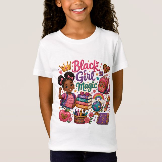 Camiseta Magia da Menina Negra Escola Empoderamento (Frente)