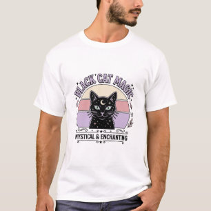 Camiseta Magia de Gato Preto Gato Preto Arte Vetorial Vinta