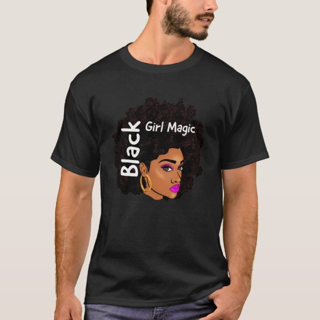 Camiseta Magia de Menina Preta Gráfica Afro Americana Ameri (Frente)