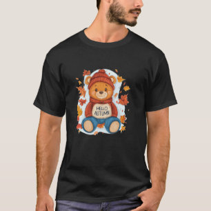 Camiseta Magia de Outono e um Amigo Urso de Pelúcia Alegre