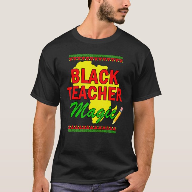 Camiseta Magia de Professores Negros História Afro-American (Frente)