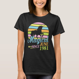 Camiseta Magia desde junho de 1981 Feliz Aniversário Unicór