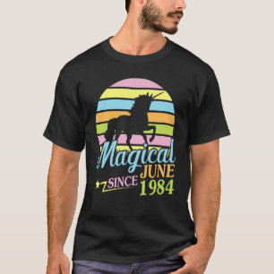 Camiseta Magia desde junho de 1984 Feliz Aniversário Unicór