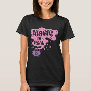 Camiseta Magia é verdadeira Cauldron Bat Stars Black Hallow