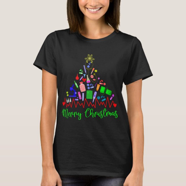 Camiseta Magia MediTree: Uma Celebração Médica de Natal (Frente)