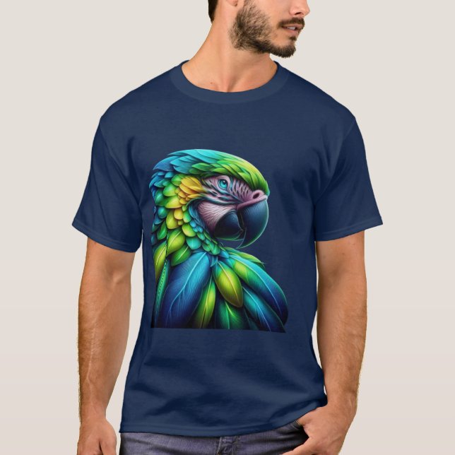 Camiseta Magia Neon Green Macaw: Uma explosão vibrante de c (Frente)