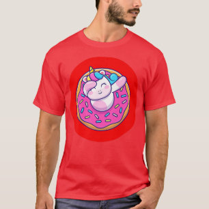 Camiseta Magia Vermelha de Unicorn Rosquinha Doughnut Magic