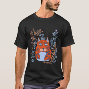 Camiseta Magic Cat Floral Ucraniano Estilo Vyshyvanka