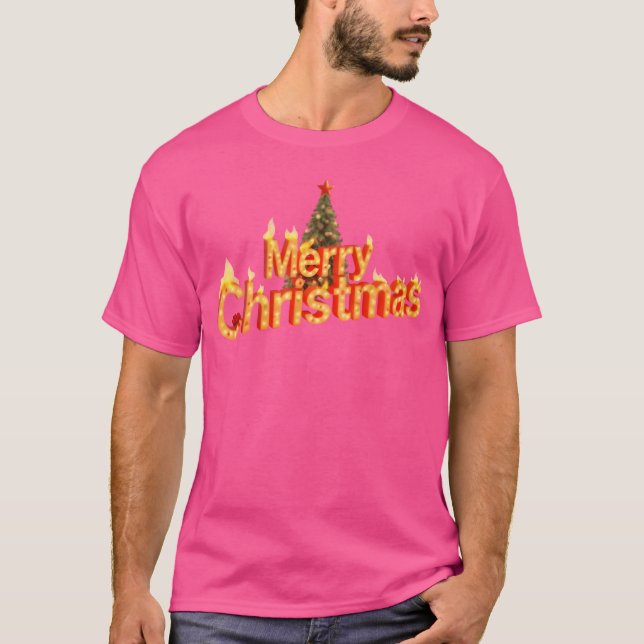 Camiseta Magic Christmasree com o retro Feliz de Natal (Frente)