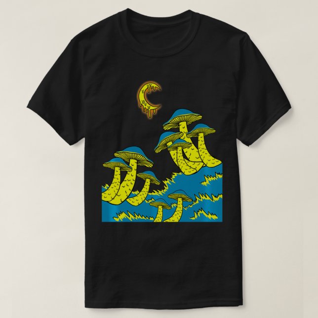 Camiseta Magic Mushroom Moon Psychedelic Trippy EDM Galay G (Frente do Design)
