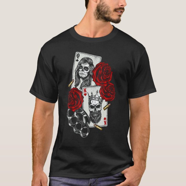 Camiseta Magic Occult Skull Queen Spades King Hearts Rose (Frente)