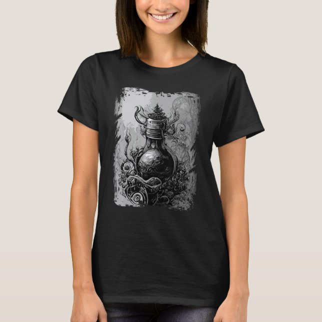 Camiseta Magic Potion Occult Horror Illustration Gothic Wit (Frente)